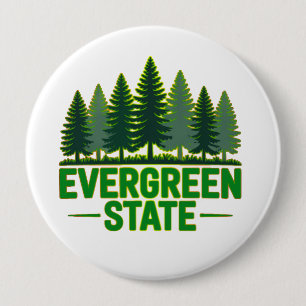 Badge Rond 10 Cm Forêt de Washington, esthétique naturelle et verdo