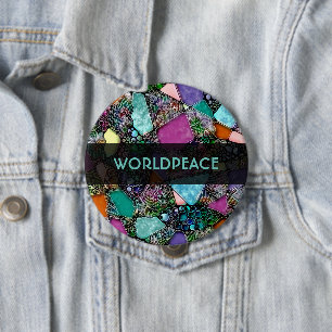 Badge Rond 10 Cm Formes très colorées et abstraites art 11