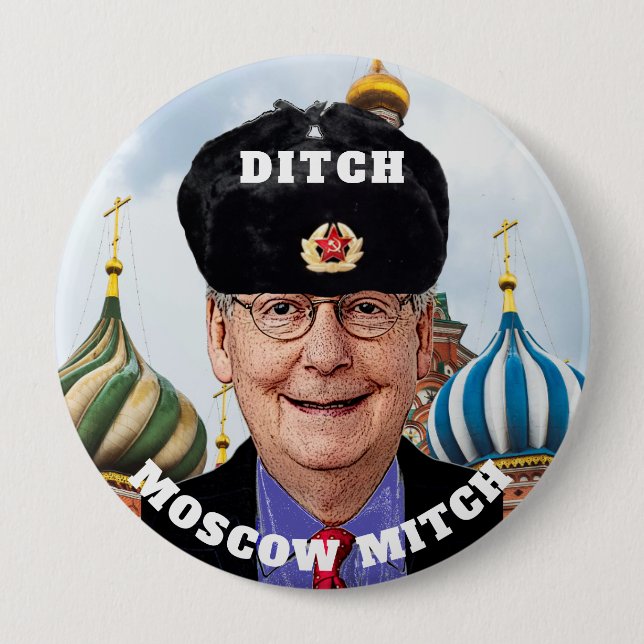Badge Rond 10 Cm "Fossé drôle Moscou Mitch" McConnell (Devant)