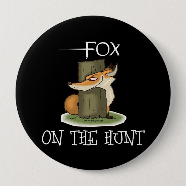 Badge Rond 10 Cm Fox Sur La Chasse (Devant)