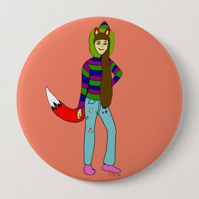 Badge Rond 10 Cm foxgirl (Devant)