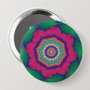 Badge Rond 10 Cm Fractage vert et rose coloré