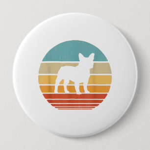 Badge Rond 10 Cm Français Bulldog Silhouette 60s les années 70 Amou