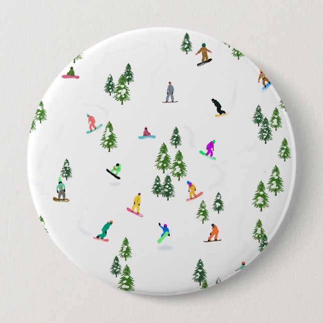 Badge Rond 10 Cm Freeride Snowboarder Illustration de snowboard (Devant)