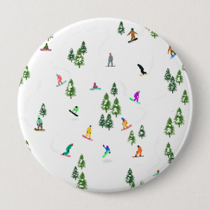 Badge Rond 10 Cm Freeride Snowboarder Illustration de snowboard