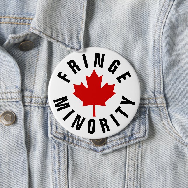 Badge Rond 10 Cm Fringe Minorité canadienne Feuille d'érable rouge (En situation)