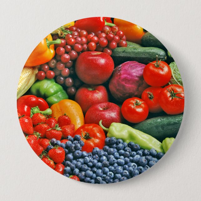 Badge Rond 10 Cm fruits et légumes (Devant)
