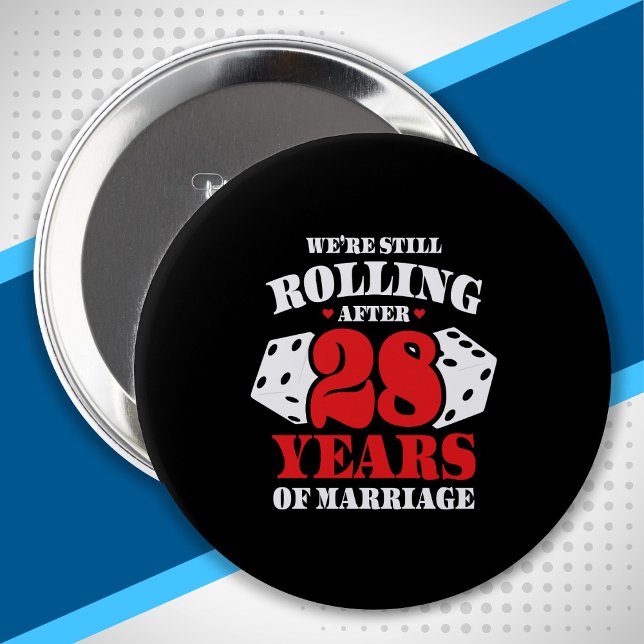 Badge Rond 10 Cm Funny 28th Anniversary Couples Married 28 Years (Créateur téléchargé)