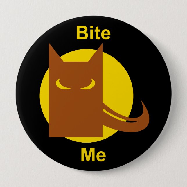 Badge Rond 10 Cm Funny Bite Me Éffrayant Werewolf Halloween (Devant)