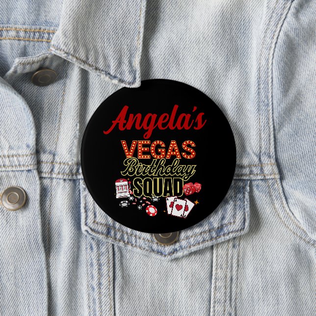 Badge Rond 10 Cm Funny Personnalisé Las Vegas Anniversaire Party Sq (En situation)