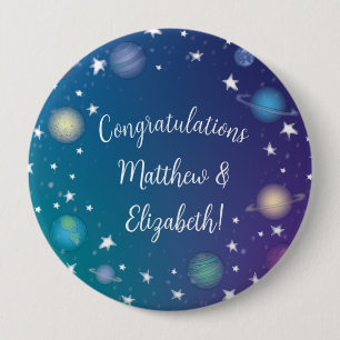 Badge Rond 10 Cm Galaxie du Baby shower spatial