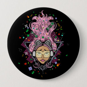 Badge Rond 10 Cm Gamer fille