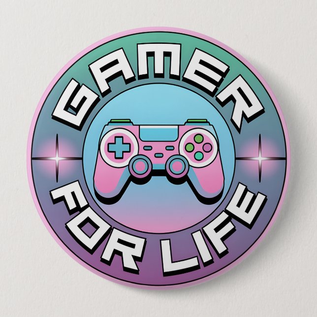 Badge Rond 10 Cm Gamer pour la vie (Devant)