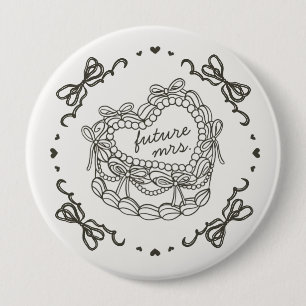 Badge Rond 10 Cm Gâteau Coquette Rétro Cœur Arc-en-ciel Beige Maria