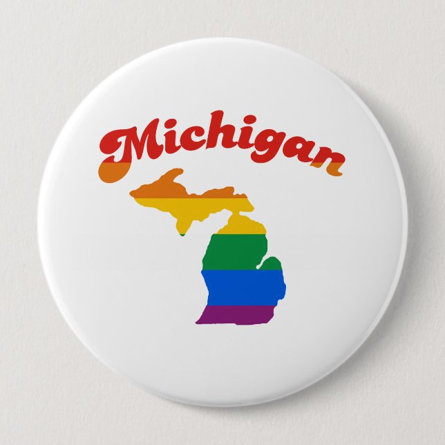 BADGE ROND 10 CM GAY PRIDE MICHIGAN (Devant)