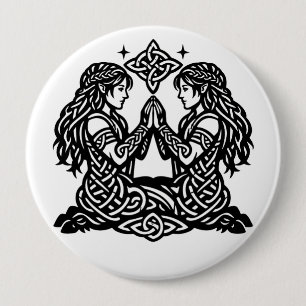 Badge Rond 10 Cm Gémeaux — Jumeaux du zodiaque de l'encre hantée