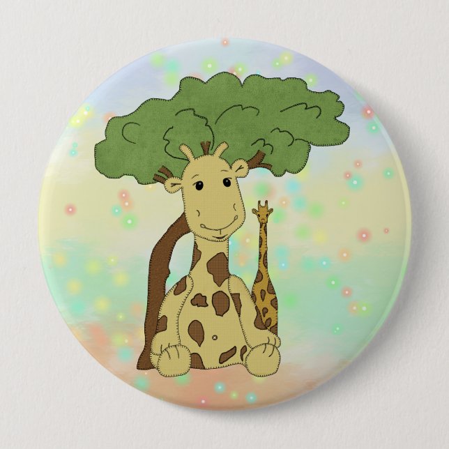 Badge Rond 10 Cm Giraffe (Devant)