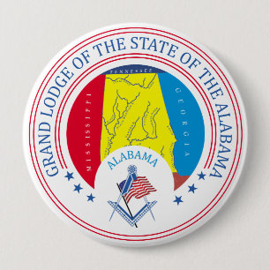 Badge Rond 10 Cm Gîte de franc-maçonnerie de l'état de l'Alabama