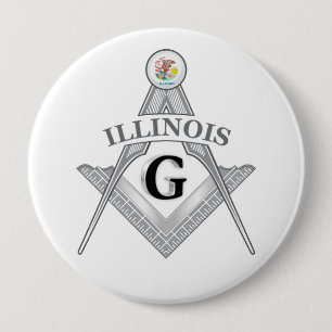 Badge Rond 10 Cm Gîte de franc-maçonnerie de l'état de l'Illinois