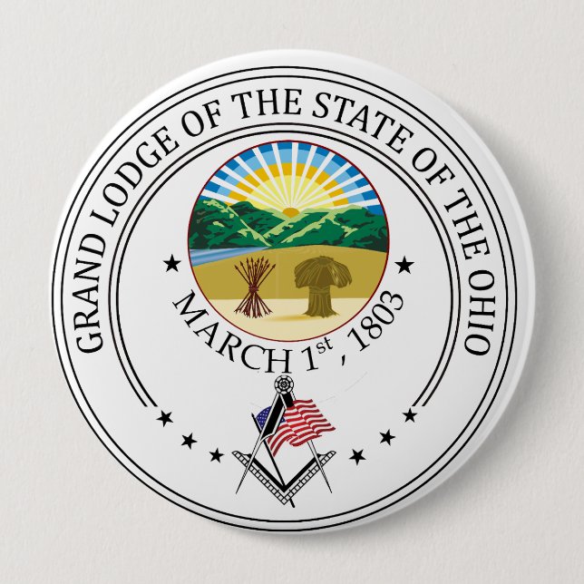 Badge Rond 10 Cm Gîte de franc-maçonnerie de l'état de l'Ohio (Devant)