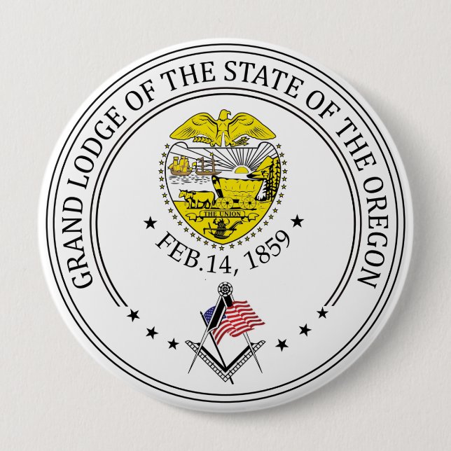 Badge Rond 10 Cm Gîte de franc-maçonnerie de l'état de l'Oregon (Devant)