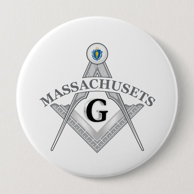 Badge Rond 10 Cm Gîte de franc-maçonnerie de l'état du Massachusets (Devant)