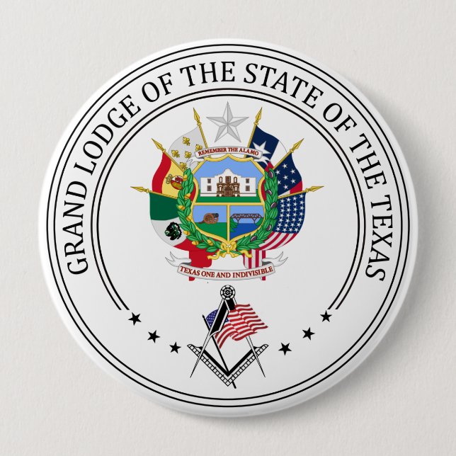 Badge Rond 10 Cm Gîte de franc-maçonnerie de l'état du Texas (Devant)