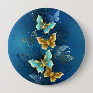 Badge Rond 10 Cm Golden butterflies
