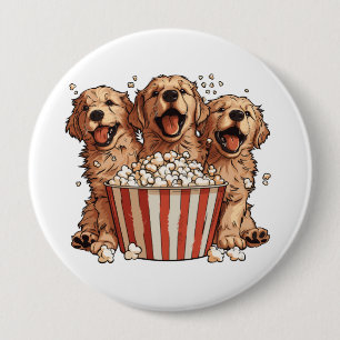 Badge Rond 10 Cm Golden Retriever Dogs Movie Popcorn Bucket