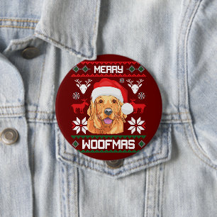 Badge Rond 10 Cm Golden Retriever Joyeux Woofmas Chien Sweatshirt