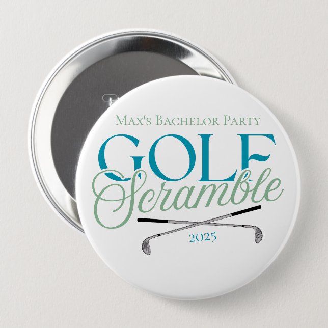 Badge Rond 10 Cm Golf Scramble - Fun Golf Bachelor Party (Devant & derrière)