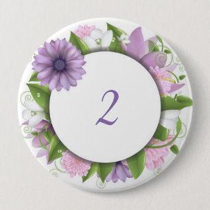 Badge Rond 10 Cm Goupille florale d'anniversaire
