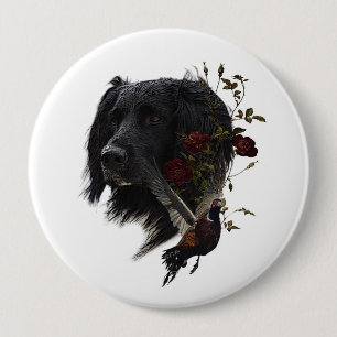 Badge Rond 10 Cm Grand Munsterlander avec faisan