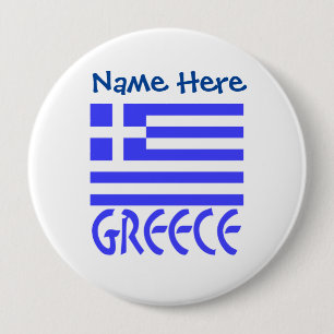 Badge Rond 10 Cm Grèce Pavillon bleu Personnalisation