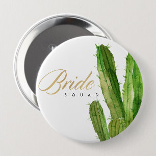 BADGE ROND 10 CM GREEN DESERT CACTUS FOLIAGE EAU COULEUR BRIDE SQUA