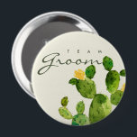 BADGE ROND 10 CM GREEN WATERCOLOUR DESERT CACTUS FLOWER  TEAM GROOM<br><div class="desc">If you need any further customisation or any other matching items,  please feel free to contact me at yellowfebstudio@gmail.com</div>