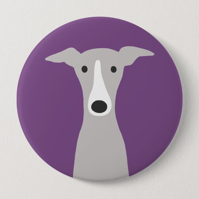 Badge Rond 10 Cm Greyhound mignon, Greyhound italien ou Chien Whipp (Devant)