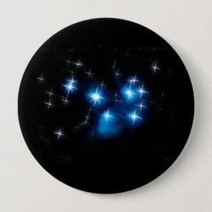 Badge Rond 10 Cm Groupe d'étoile bleue de Pleiades