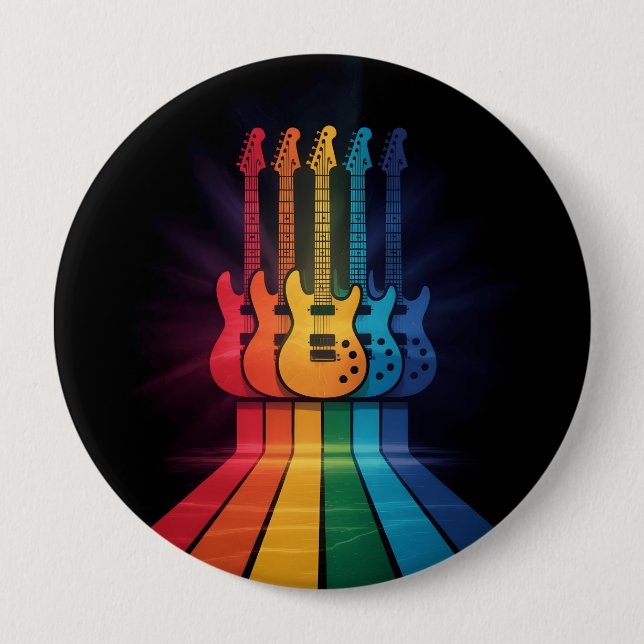 Badge Rond 10 Cm Guitare Lover (Devant)