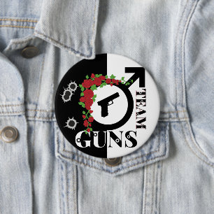 Badge Rond 10 Cm Guns or Roses Gender Reveal Baby Shower  Team GUNS