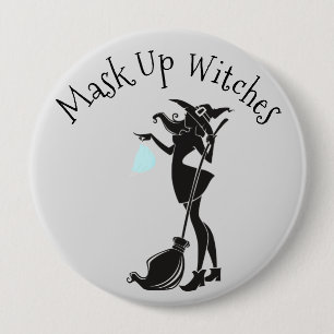 Badge Rond 10 Cm Halloween 2020, masquer les sorcières