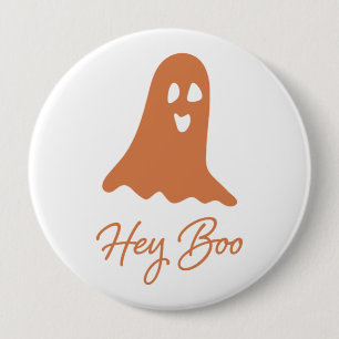 Badge Rond 10 Cm Halloween Ghost Boo Orange et White Button Pin