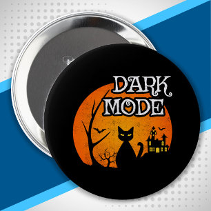 Badge Rond 10 Cm Halloween noir chat lune drôle mode foncé Humour