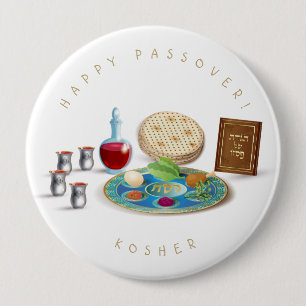 Badge Rond 10 Cm Happy Passover Plate Kosher Pesach