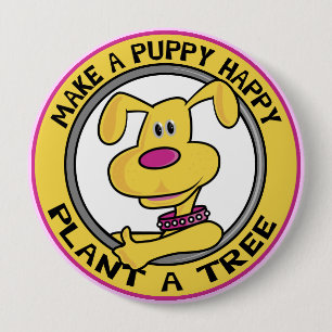 Badge Rond 10 Cm Happy Puppy -