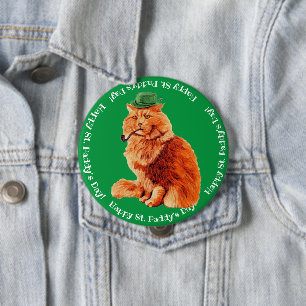 Badge Rond 10 Cm Happy St. Patrick's Lucky Cat Button