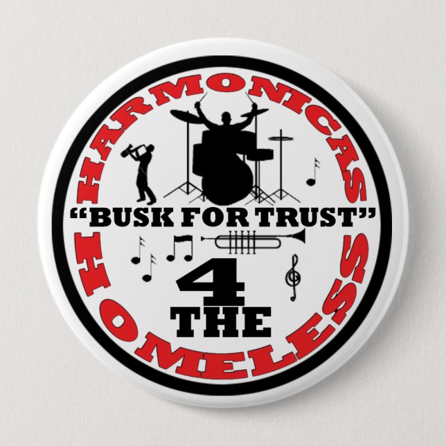 Badge Rond 10 Cm Harmonicas pour le sans-abri (Devant)