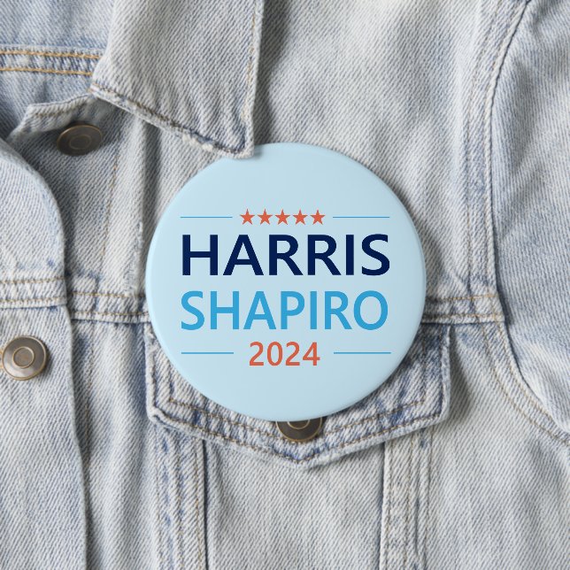 Badge Rond 10 Cm Harris Shapiro 2024 Kamala Harris Democrat (En situation)