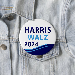 Badge Rond 10 Cm Harris Walz 2024 pour le président Bouton d'onde b