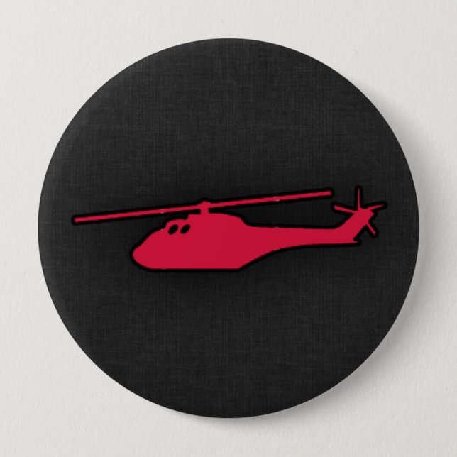 Badge Rond 10 Cm Hélicoptère rouge Crimson (Devant)